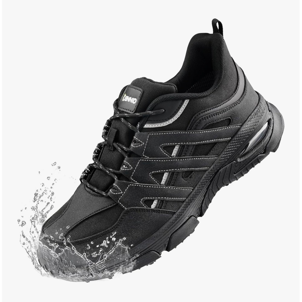 Cennid Women Waterproof Walking Shoes Black Wide Non Slip Sneakers Size 7.5